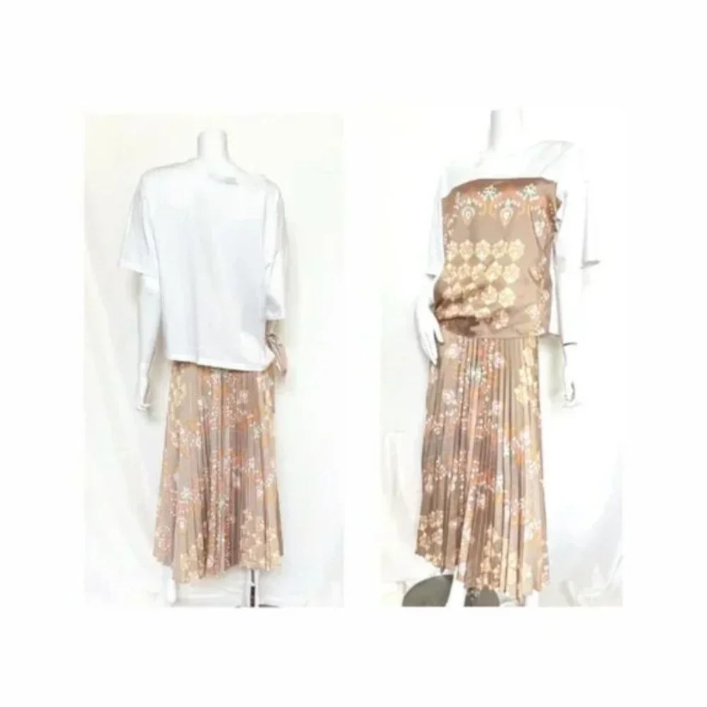 Matching Sandro peach set - Courchevel Side-tie tee, Fulgence Pleated Skirt set - Picture 2 of 4